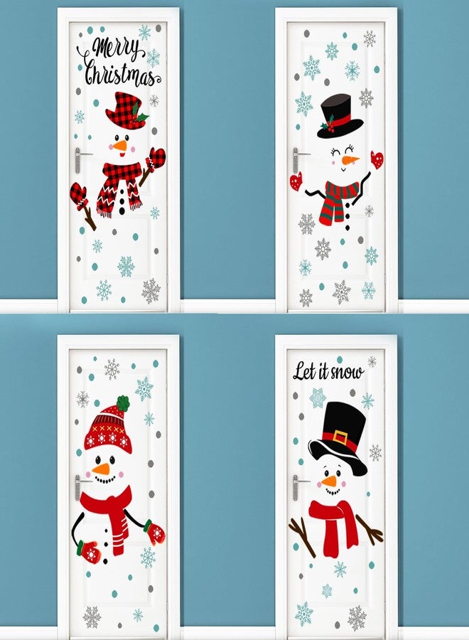 Zhanmai 12 Sheets Christmas Stickers Large Snowman Door Decals Removable Snowflake Decals for Winter Xmas Wall, Window, Home, Room, Refrigerator, Bedroom, Fridge - Image 1