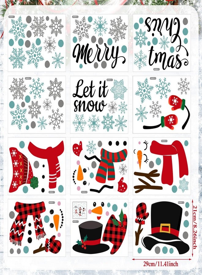 Zhanmai 12 Sheets Christmas Stickers Large Snowman Door Decals Removable Snowflake Decals for Winter Xmas Wall, Window, Home, Room, Refrigerator, Bedroom, Fridge - Image 2