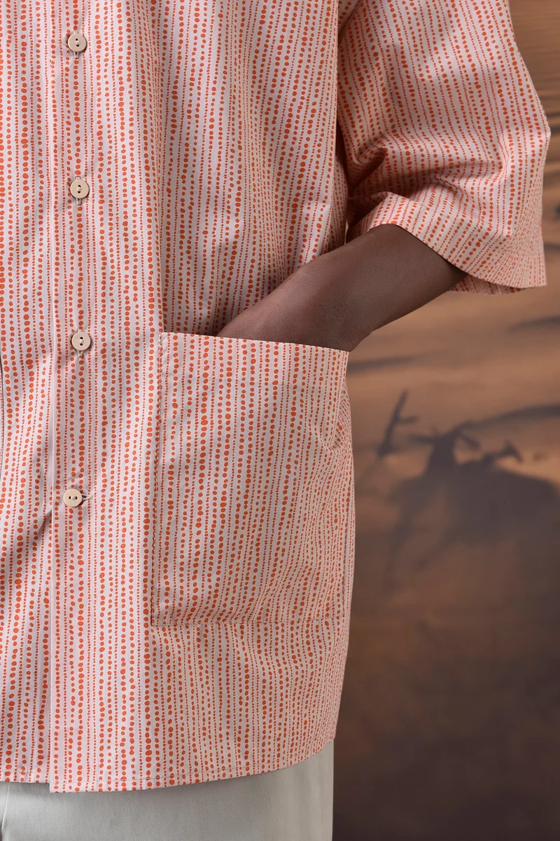 Genes Lecoanet Hemant Beige DotÂ Pattern Shirt