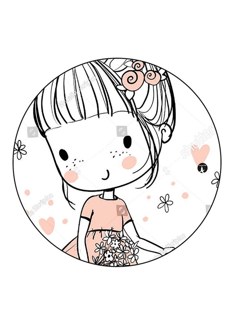 RKN Girl Printed Mouse Pad  Round  Multicolour