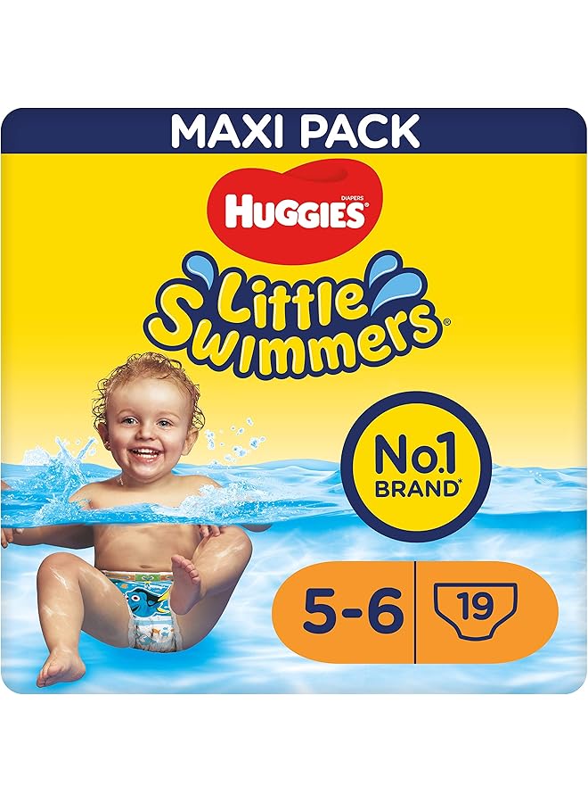 HUGGIES Little Swimmers Swim Nappies Size 5 6 76 Baby Swim Nappies (4 Packs Of 19 Pants) Swimming Nappies Protect Without Swelling Tear Sides For Easy Removal - Image 1