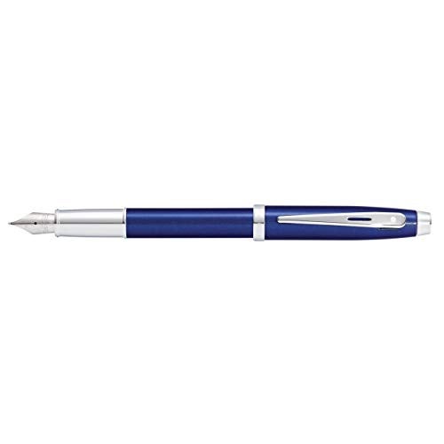 Sheaffer 100 Glossy Blue Lacquer Fountain Pen with Polished Chrome Trim and Medium Nib - Image 5