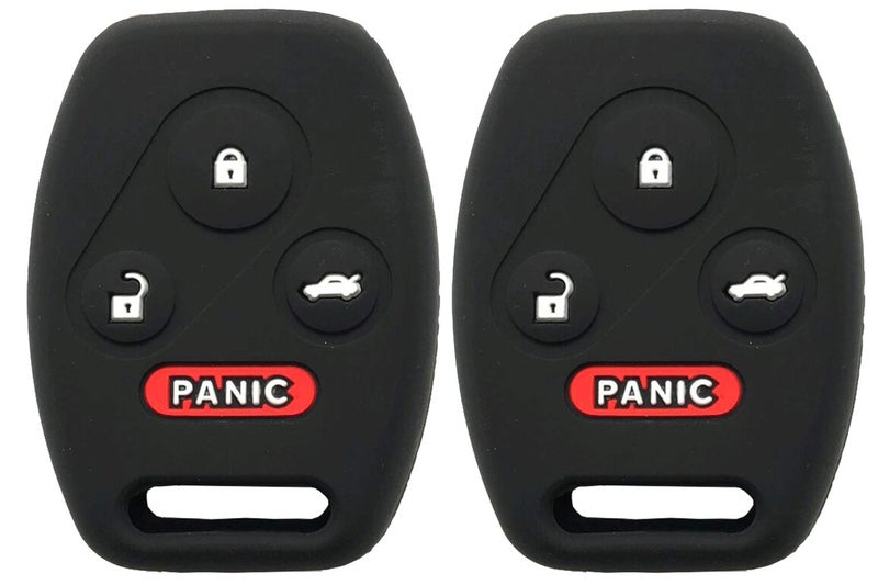 Silicone Protector Key Fob Cover Case fit for Honda Accord Civic Hybrid EX 2003-2012 CR-V Pilot EX SE 2005-2006 Pilot 2009-2015 Element Keyless Entry Key Fob (Black 2pcs)