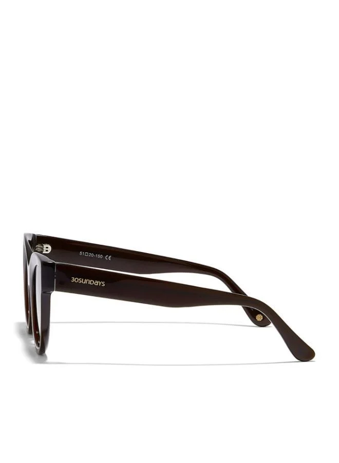 30Sundays DAWN Women Brown Sunglasses - Frame Material: Acetate - Lens Color: Brown- Frame Color: Burgundy - Full Rim