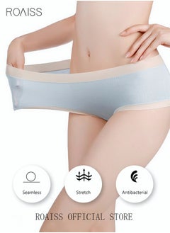 roaiss 3 Pack Set Women's 60S Modal Briefs Seamless High Stretch Breathable Hygiene Panties Soft Cotton Mid-waist Underwear Ladies Girl's Classic Underpants Multicolor  - Image 3