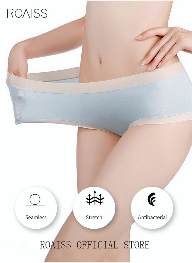 roaiss 3 Pack Set Women's 60S Modal Briefs Seamless High Stretch Breathable Hygiene Panties Soft Cotton Mid-waist Underwear Ladies Girl's Classic Underpants Multicolor  - Image 3