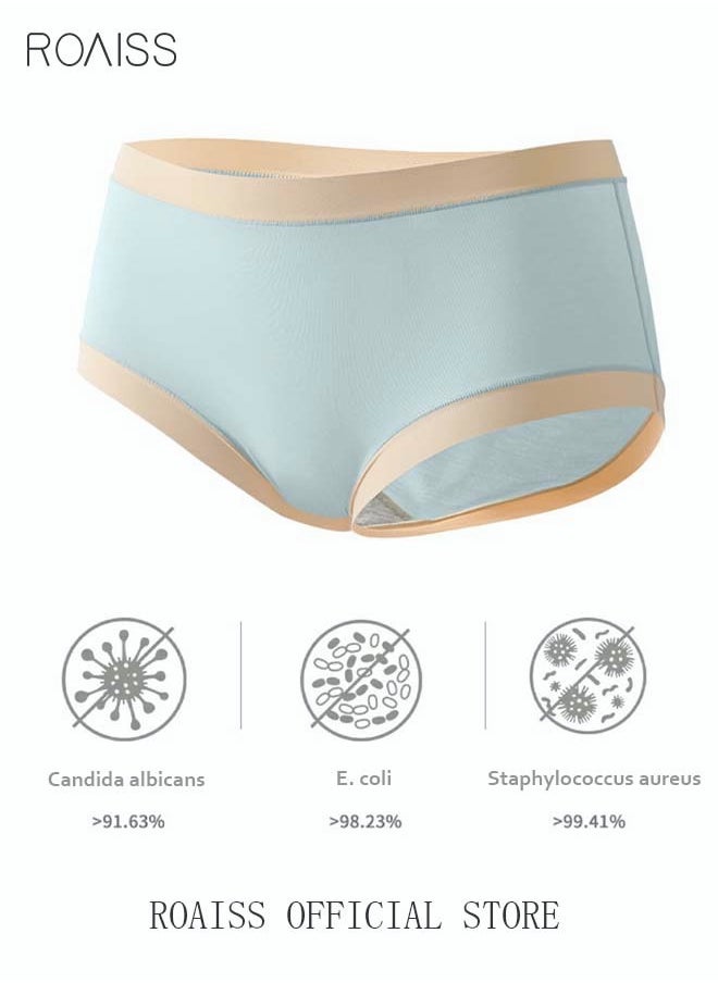 roaiss 3 Pack Set Women's 60S Modal Briefs Seamless High Stretch Breathable Hygiene Panties Soft Cotton Mid-waist Underwear Ladies Girl's Classic Underpants Multicolor  - Image 5