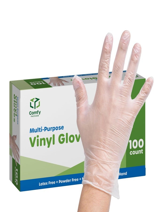 Comfy Package Disposable Vinyl Gloves - Clear, Latex-Free, Powder-Free, BPA-Free - Safe for Food Handling, Cooking & Cleaning (100, Large) - Image 1