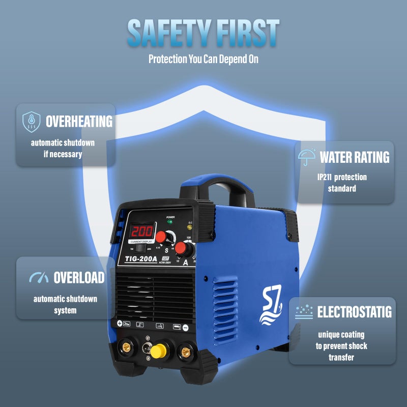 S7 TIG Welder With Gas/Gasless, S7 110V/220V 200 Amp 3-in-1 Welding Machine, ARC/DC TIG/Pulse TIG,Use 3/32 Tungsten Welding Rod - Image 5