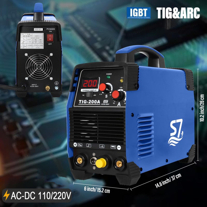 S7 TIG Welder With Gas/Gasless, S7 110V/220V 200 Amp 3-in-1 Welding Machine, ARC/DC TIG/Pulse TIG,Use 3/32 Tungsten Welding Rod - Image 4