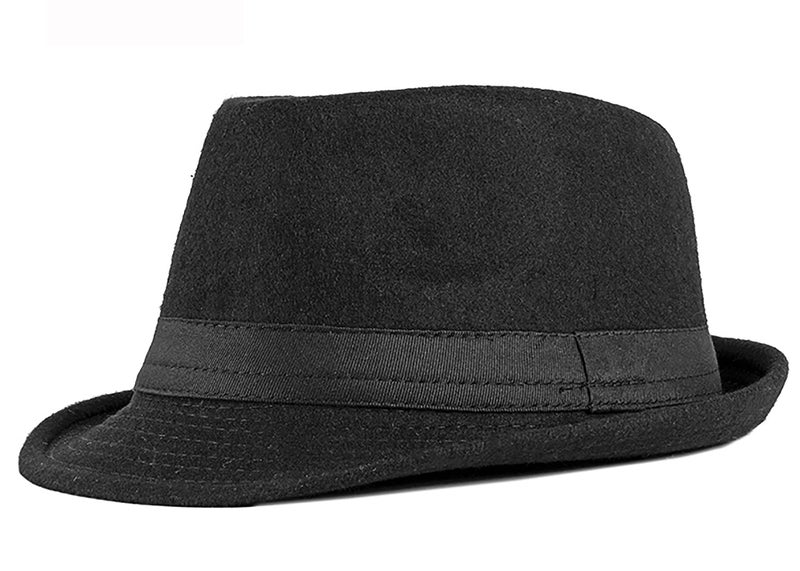 UTOWO Mens Classic Plaid Manhattan Structured Gangster Trilby Fedora Hat Cuban Style Derby Hat Jazz Cap Black - Image 4