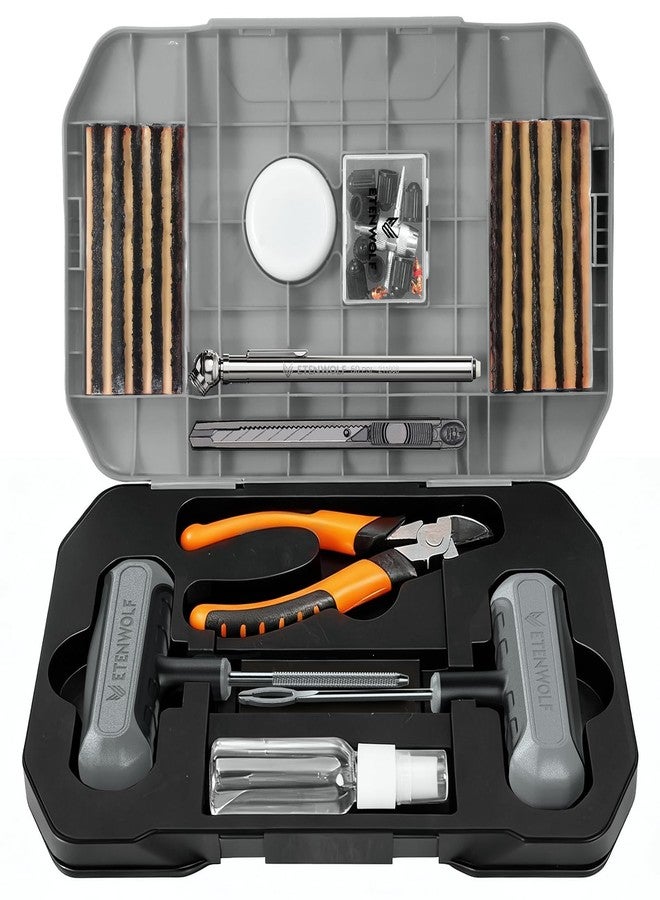 ETENWOLF Tire Repair Kit 42 Pcs, Heavy Duty Tire Plug Kit to Fix Punctures, Tire Repair Tool with Plugs for Car, Motorcycle, ATV, Jeep, Truck, Tractor, Grey - Image 1