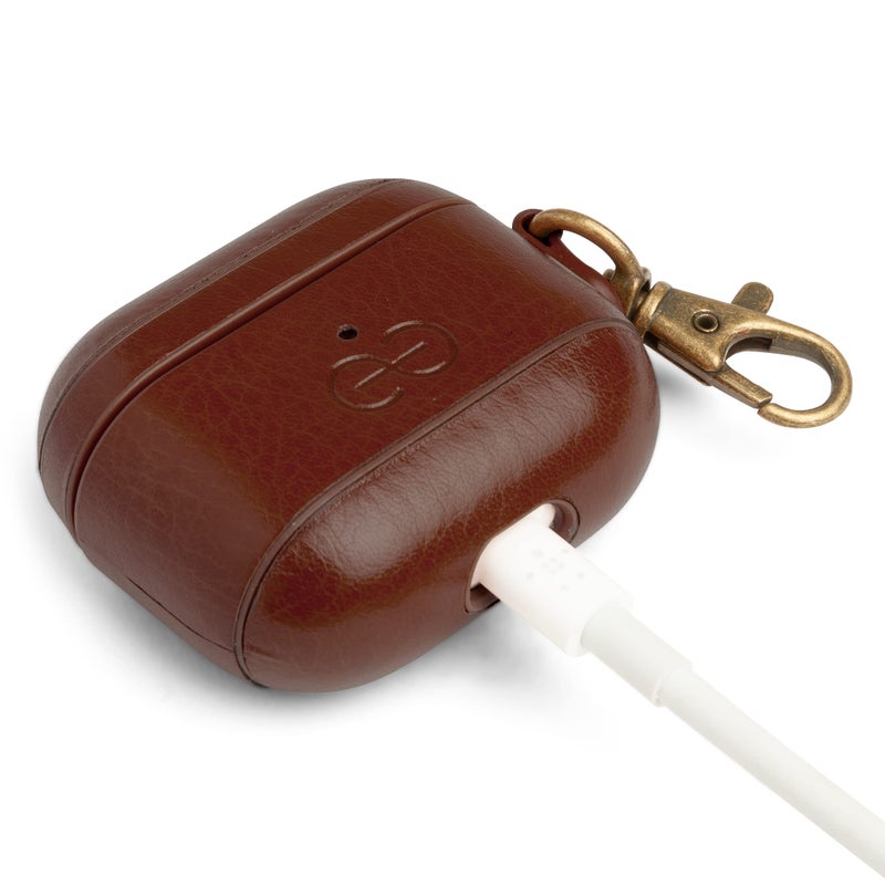 Dreem Om Case Cover with Keychain Clip Compatible with AirPods 3 for Apple AirPods 3rd Generation, Vegan Leather AirPod Case for Men & Women, Luxury Earbuds Accessory for iPhone - Coffee - Image 4