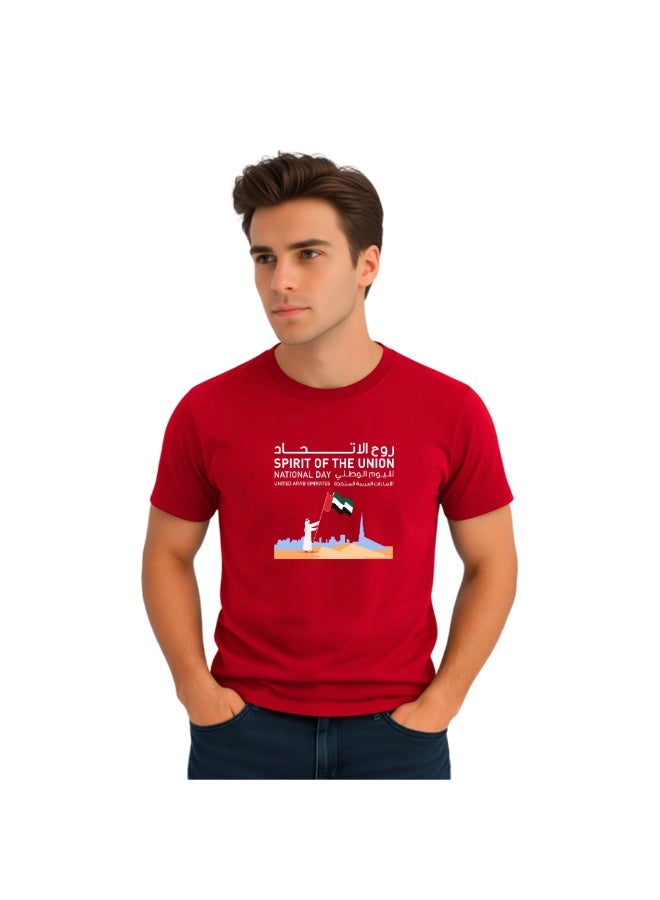 PRINTSHOP4ME UAE Men's Round Neck T-Shirt For Celebrating National Day Printed Adult T shirt Perfect For National Holidays And Festive Events National Day Casual Wear For Men - Image 3