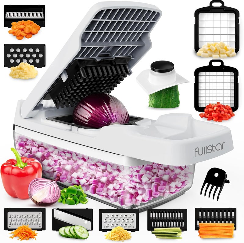 FULL STAR Vegetable Chopper & Mandoline Slicer for Kitchen - Food Chopper with Container, Cheese Grater, Home Essentials & Kitchen Gadgets (Lite - 9 in 1) - Image 1