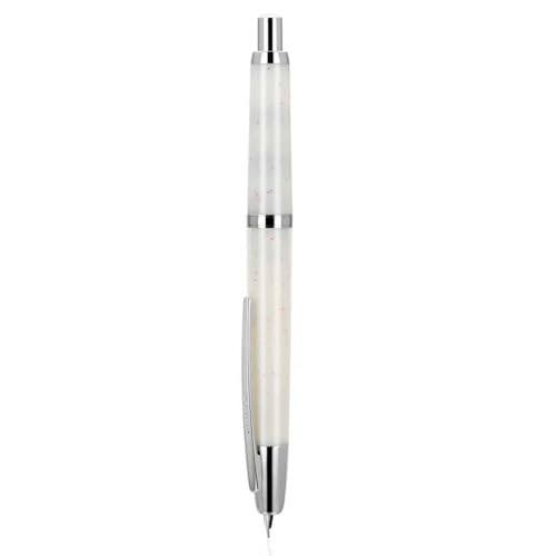 erofa Jinhao 20 Press Retractable Fountain Pen Fine Nib with Converter Resin Writing Gift Pen, White Snow with Silver Clip - Image 1