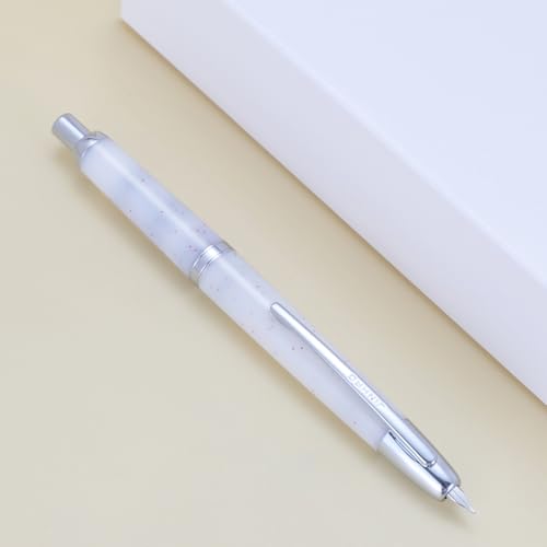 erofa Jinhao 20 Press Retractable Fountain Pen Fine Nib with Converter Resin Writing Gift Pen, White Snow with Silver Clip - Image 3
