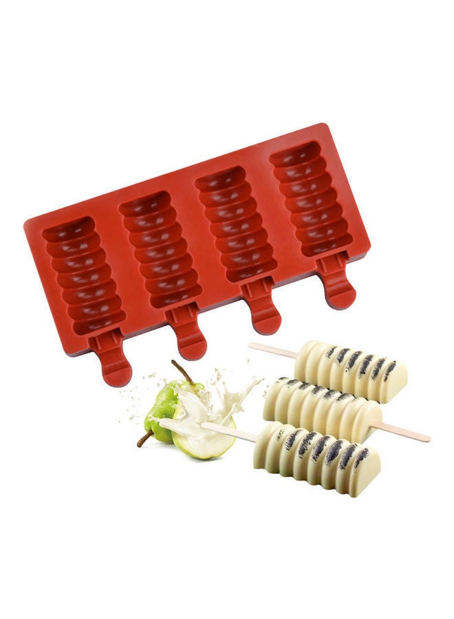 NIBEMINENT 4-Cavity Silicone Ice Cream Mold Brown 19.5x11.3x2.3cm - Image 1