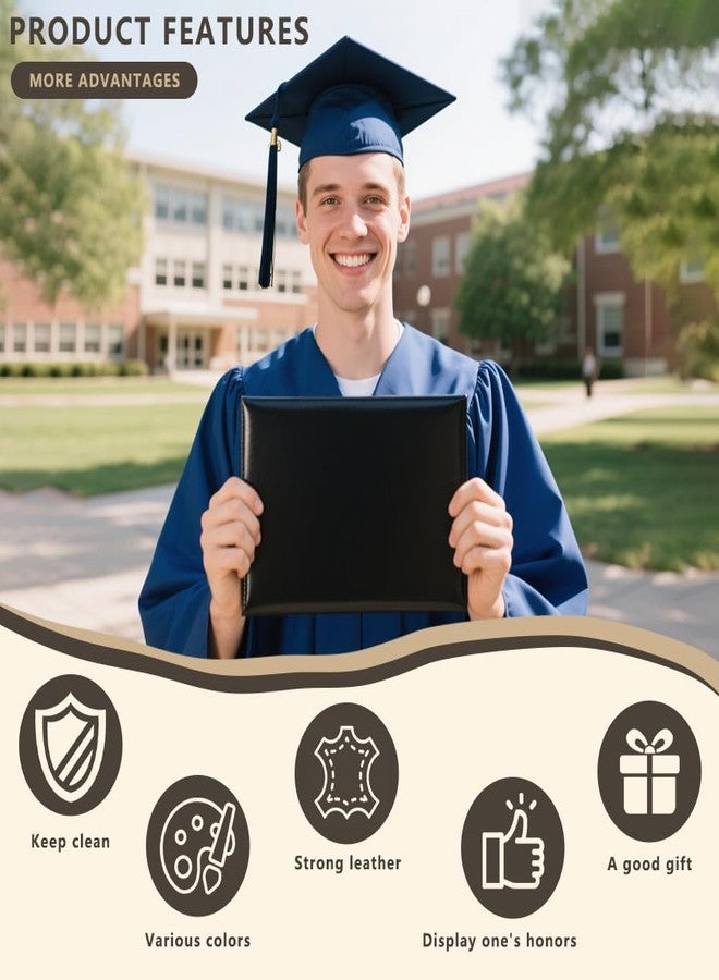 Goprety Diploma Cover Size in 8.5" x 11" Graduation Certificate Holders Padded Smooth Leather，Navy，1-Pack - Image 4