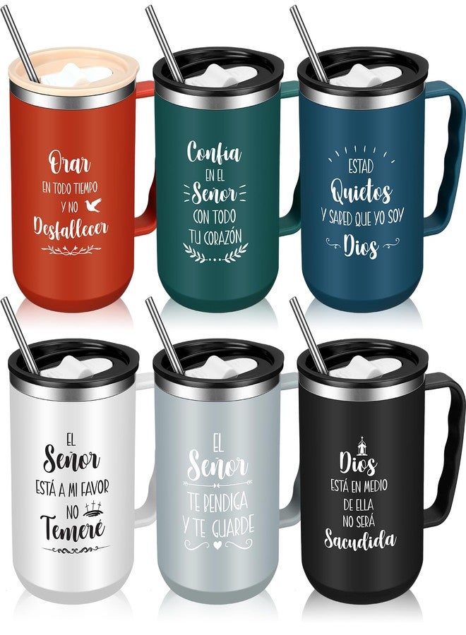 Nitial 6 Pcs 17 oz Spanish Christian Coffee Mugs with Lid and Straw Religious Bible Verse Christian Gifts Regalos Cristianos En Español Inspirational Bible Tumbler for Spanish Friend Men Women Favor - Image 1