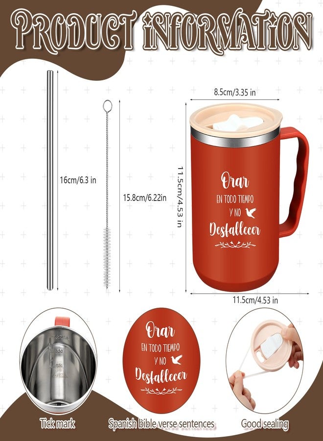 Nitial 6 Pcs 17 oz Spanish Christian Coffee Mugs with Lid and Straw Religious Bible Verse Christian Gifts Regalos Cristianos En Español Inspirational Bible Tumbler for Spanish Friend Men Women Favor - Image 2