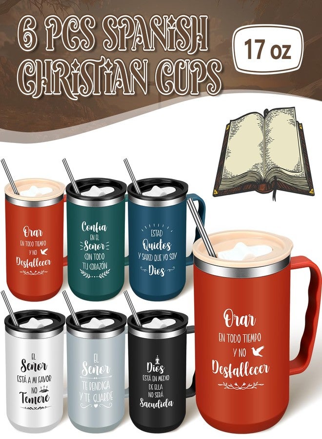 Nitial 6 Pcs 17 oz Spanish Christian Coffee Mugs with Lid and Straw Religious Bible Verse Christian Gifts Regalos Cristianos En Español Inspirational Bible Tumbler for Spanish Friend Men Women Favor - Image 3