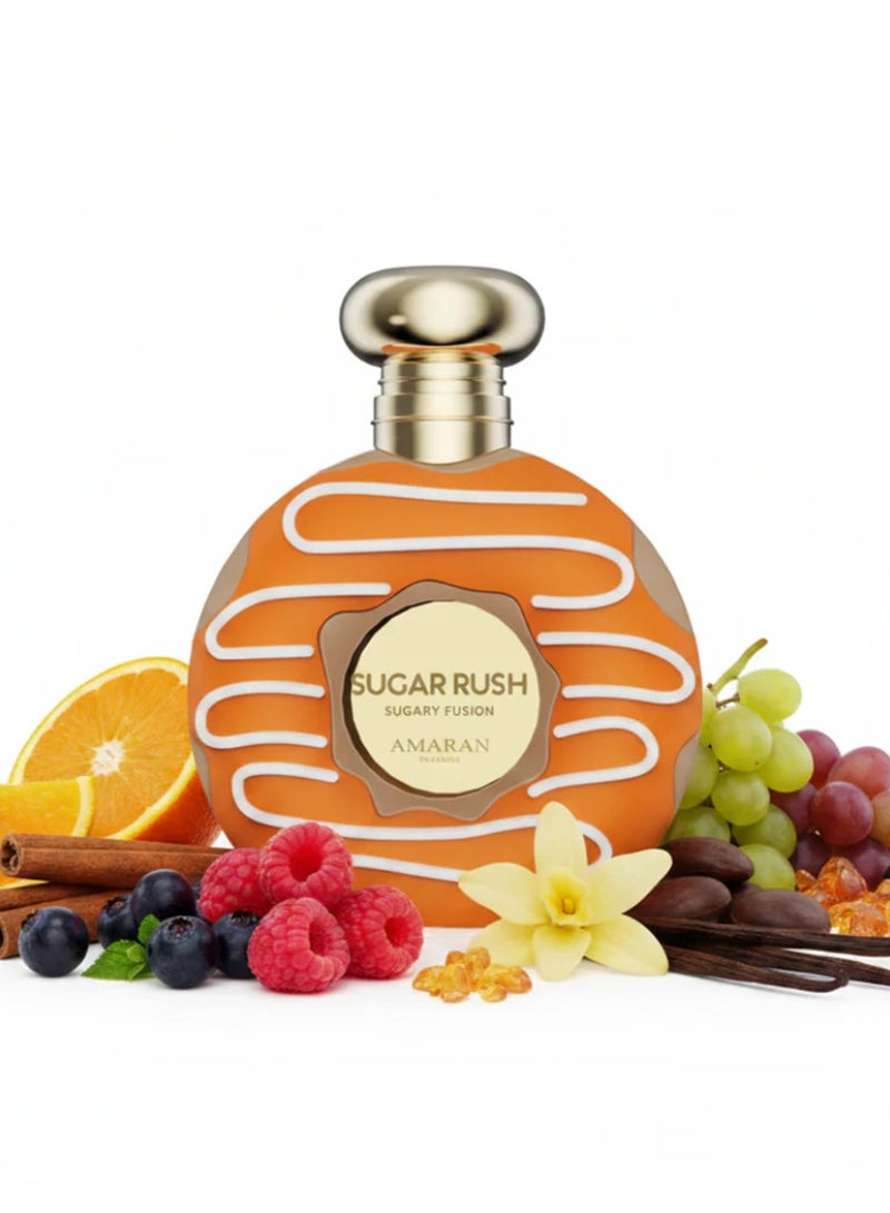 AMARAN Sugar Rush Sugary Fusion Amaran Eau de Parfum 100ml Unisex | Long-Lasting Sweet Fruity Vanilla Perfume - Image 1