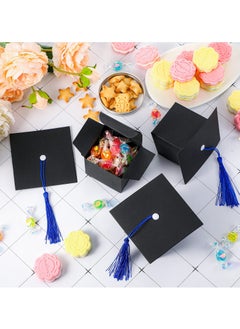 Y&D 25 Pack Graduation Hat Candy Box 2023 Gift with Fringe for Party Supplies Decorative Chocolate Souvenirs (Blue)  - Image 2