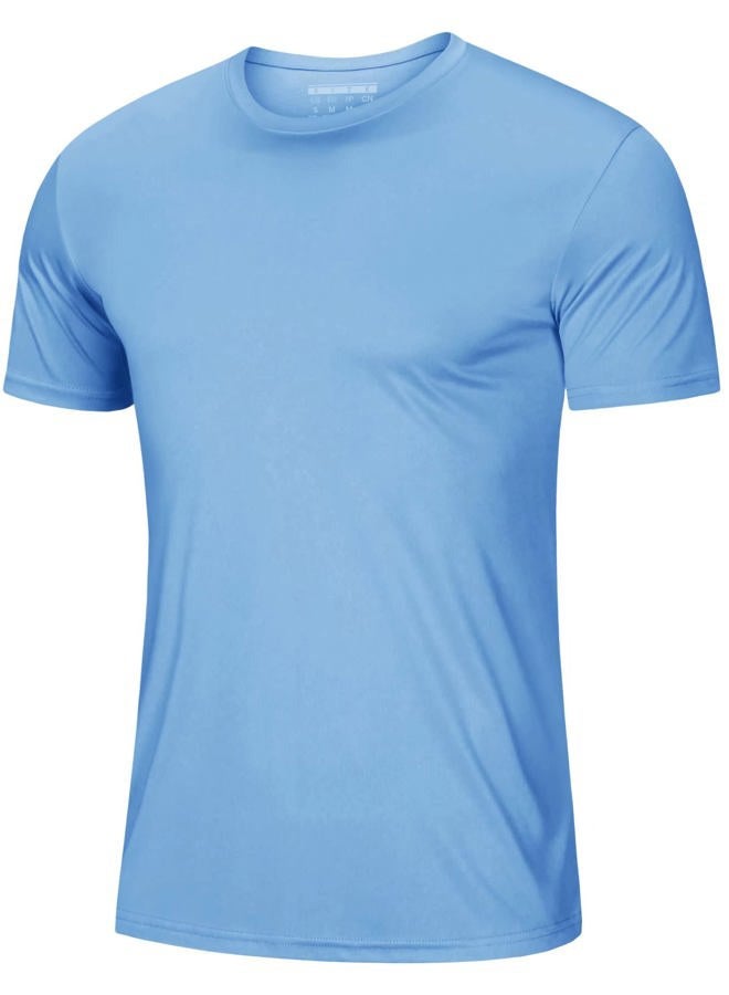 MAGCOMSEN Dry Fit Shirts Men Workout Performance Shirts Rash Guards Shirts Moisture Wicking Running T-Shirt Outdoor Hiking Top Tee Sky Blue - Image 1