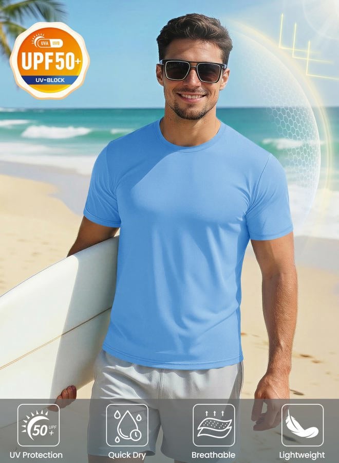 MAGCOMSEN Dry Fit Shirts Men Workout Performance Shirts Rash Guards Shirts Moisture Wicking Running T-Shirt Outdoor Hiking Top Tee Sky Blue - Image 4