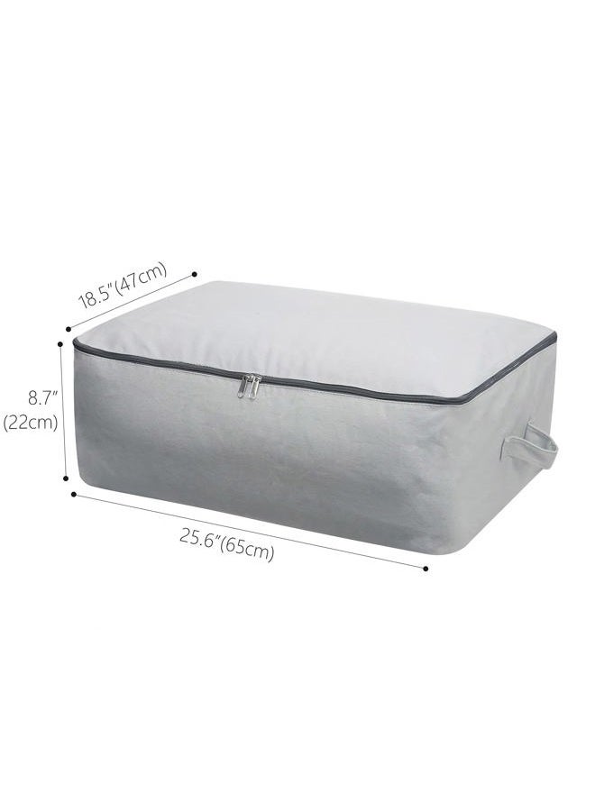 Omygarden 2PCS Durable Cotton Canvas, Soft Space Save Storage Bag Wardrobe Organizer with Handle & Zipper for Beddings, Comforters, Pillows, Blankets, Clothes, 25.6×18.5×8.7inch, Light Gray - Image 2