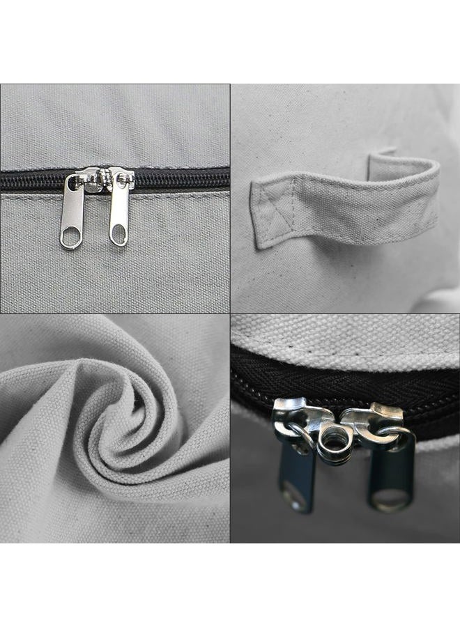 Omygarden 2PCS Durable Cotton Canvas, Soft Space Save Storage Bag Wardrobe Organizer with Handle & Zipper for Beddings, Comforters, Pillows, Blankets, Clothes, 25.6×18.5×8.7inch, Light Gray - Image 3