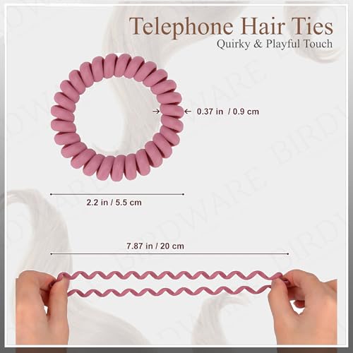 BIRDWARE Rainbow Pack of 10 Colorful Telephone Wire Spiral Hair Ties Elastic hair bands, No-Crease Bands for Kids and Women - Image 2