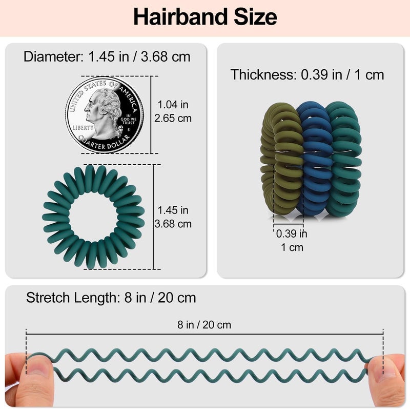 BIRDWARE Rainbow Pack of 10 Colorful Telephone Wire Spiral Hair Ties Elastic hair bands, No-Crease Bands for Kids and Women - Image 5