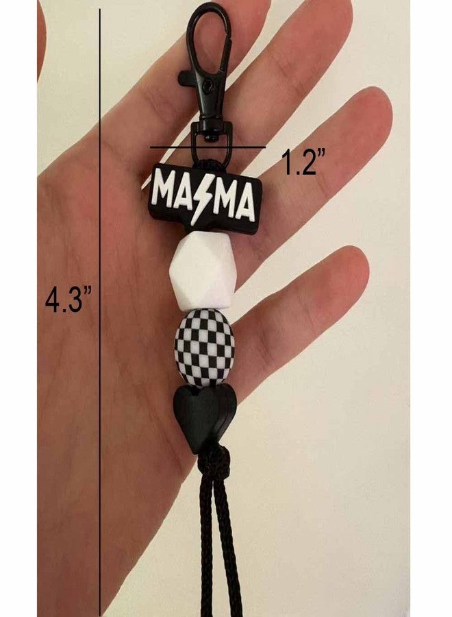 Lemua Black Mom Keychain Silicone Beaded Mama Keychain Checkered Accessories for Women Mom Mama Gifts - Image 5