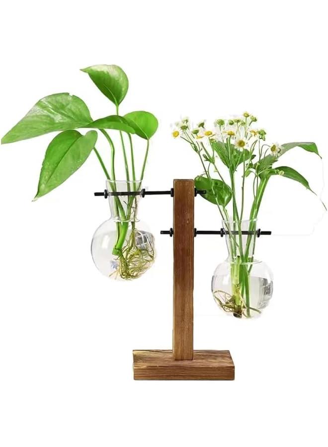 HOOKOR Plant Propagation Station, Plant Terrarium with Wooden Stand, Unique Gardening Birthday Gifts for Women Plant Lovers, Home Office Garden Decor Planter (13-02)  - Image 1