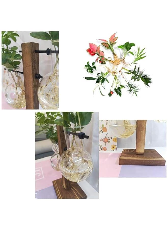 HOOKOR Plant Propagation Station, Plant Terrarium with Wooden Stand, Unique Gardening Birthday Gifts for Women Plant Lovers, Home Office Garden Decor Planter (13-02)  - Image 3