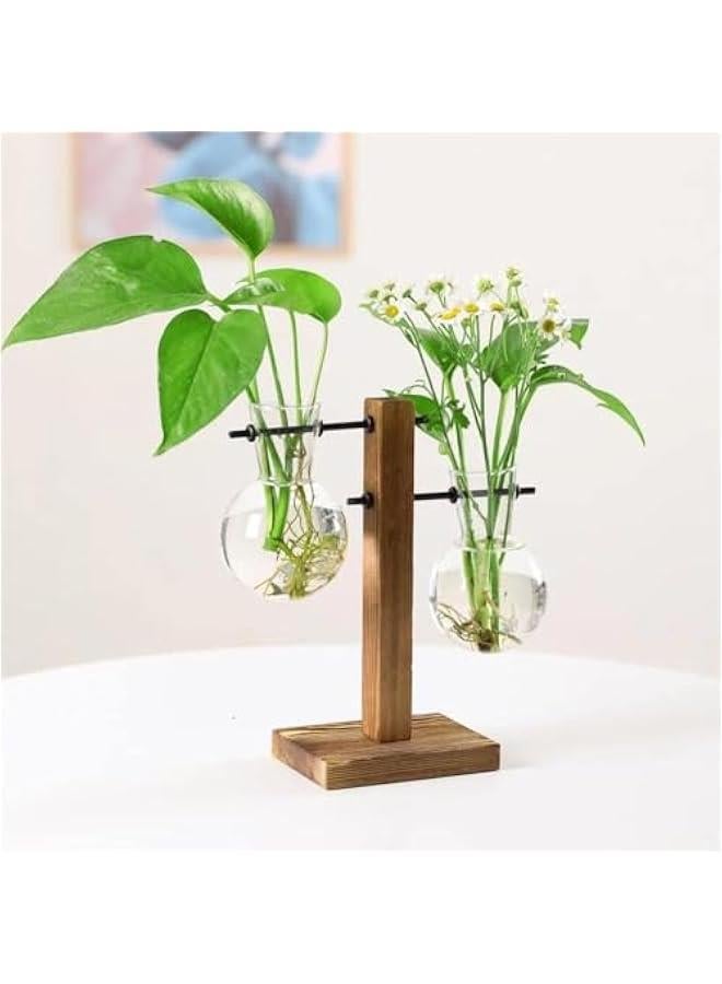 HOOKOR Plant Propagation Station, Plant Terrarium with Wooden Stand, Unique Gardening Birthday Gifts for Women Plant Lovers, Home Office Garden Decor Planter (13-02)  - Image 4