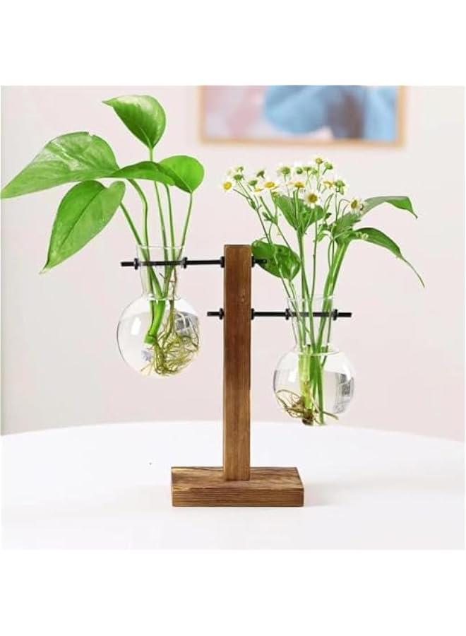 HOOKOR Plant Propagation Station, Plant Terrarium with Wooden Stand, Unique Gardening Birthday Gifts for Women Plant Lovers, Home Office Garden Decor Planter (13-02)  - Image 5