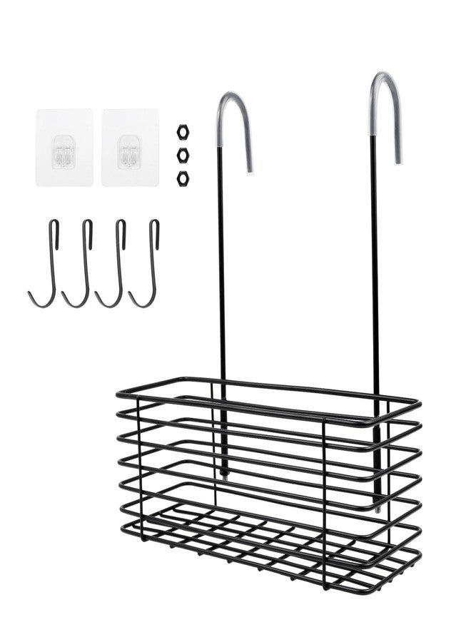 Pastlla Hanging Shower Rack, 304 Stainless Steel Bathroom Rack Storage Rack Shampoo Bracket, Shower Caddy Hanging, No Drilling, the Back Hook Can be Rotated, Single Layer Shelf, Black - Image 1