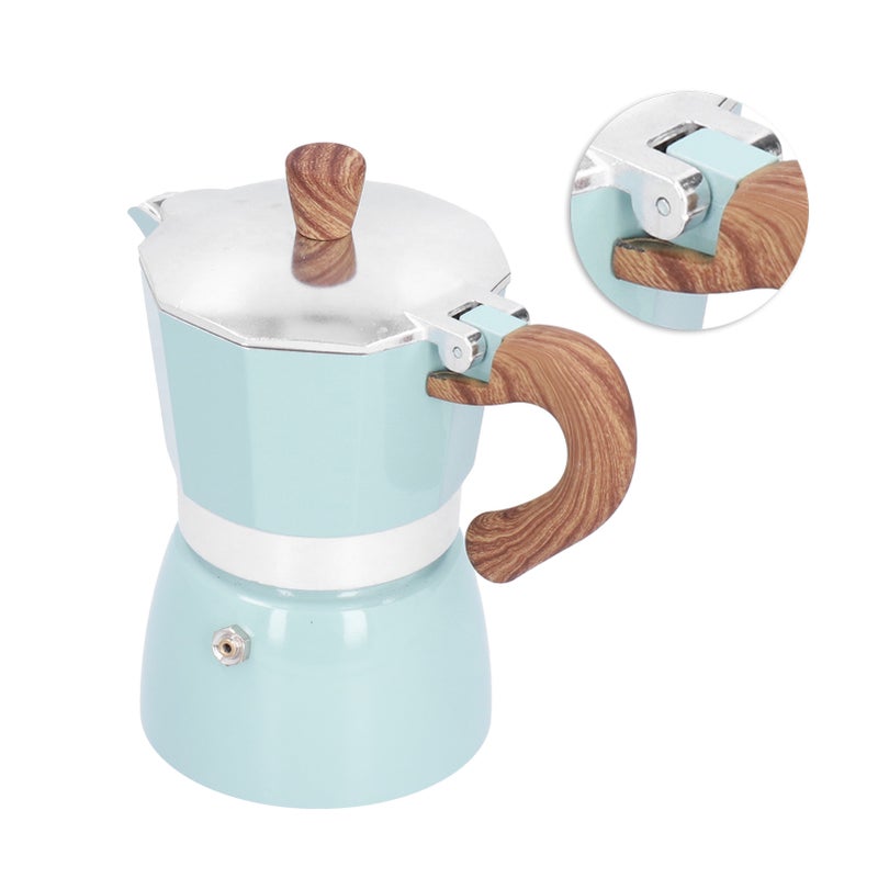 150ML Practical Aluminum Coffee Maker Octagonal Moka Coffee Pot for Home Office Kitchen ApplianceLake Blue - Image 3