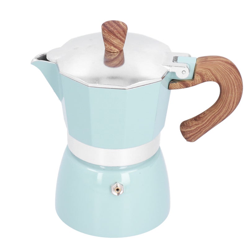 150ML Practical Aluminum Coffee Maker Octagonal Moka Coffee Pot for Home Office Kitchen ApplianceLake Blue - Image 1