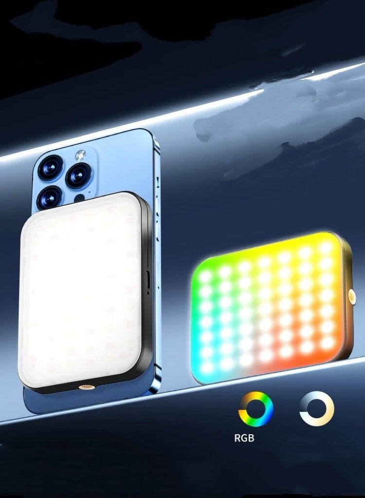 AiQi RGB LED Magnetic Fill Light, Adjustable three color temperature, strong magnetic attachment for phone back, a must-have for live streaming, selfies, outdoor shooting, and video creation, with 360° adjustable lighting. - Image 4