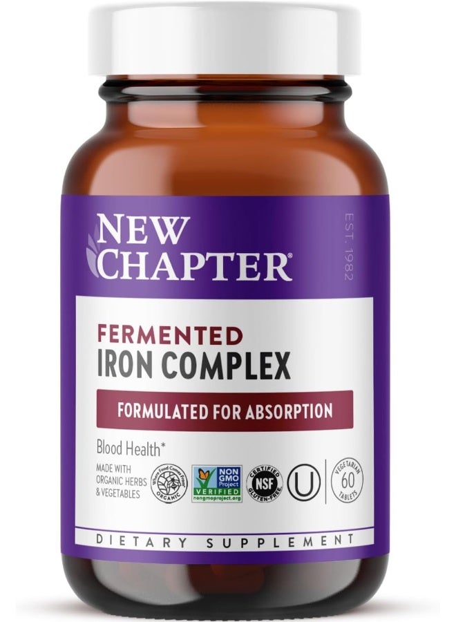 New Chapter Iron Supplement, Fermented Iron Complex with Organic Whole-Food Ingredients + One Daily Non-Constipating Dose- 60ct, 2 Month Supply - Image 1