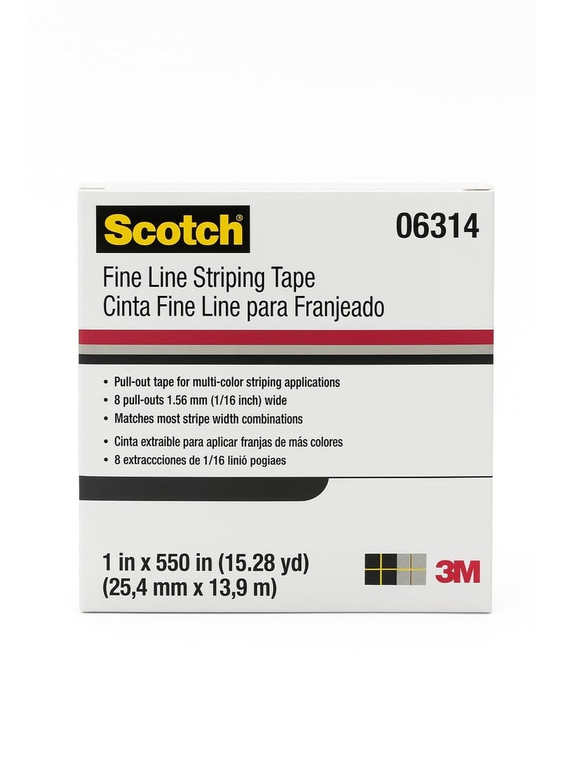 ثري ام شريط 3M سكوتش خطوط دقيقة 06314 – 1″ × 550″، 8 شرائط قابلة للسحب – للشغل الدقيق في الطلاء - Image 1