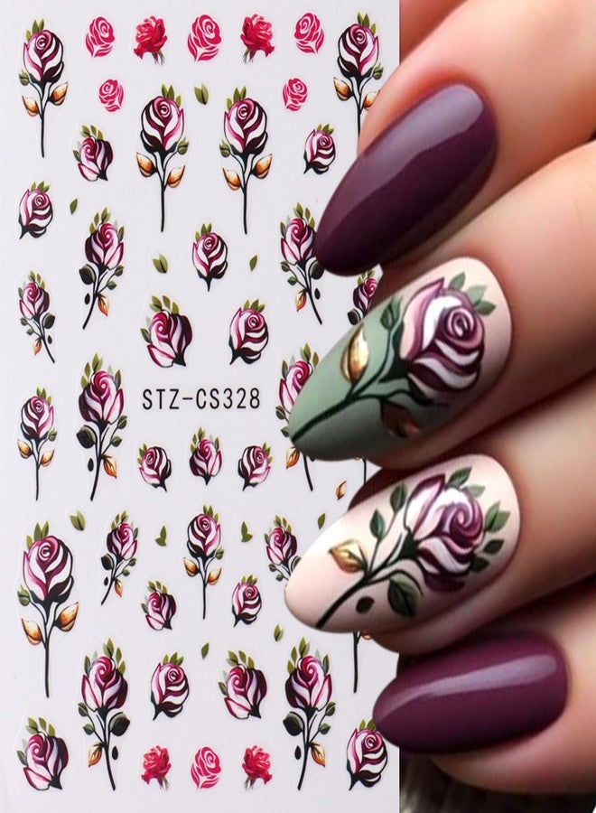 KZBTRBT 8Sheets Nail Stickers ins Valentine's Day Romantic Love Hot Air Balloon Rose Flower Heart Tree Nail Art Sticker 3D Self-Adhesive Nail Decals Valentine's Designs Manicure DIY Nail Decorations for Women - Image 4