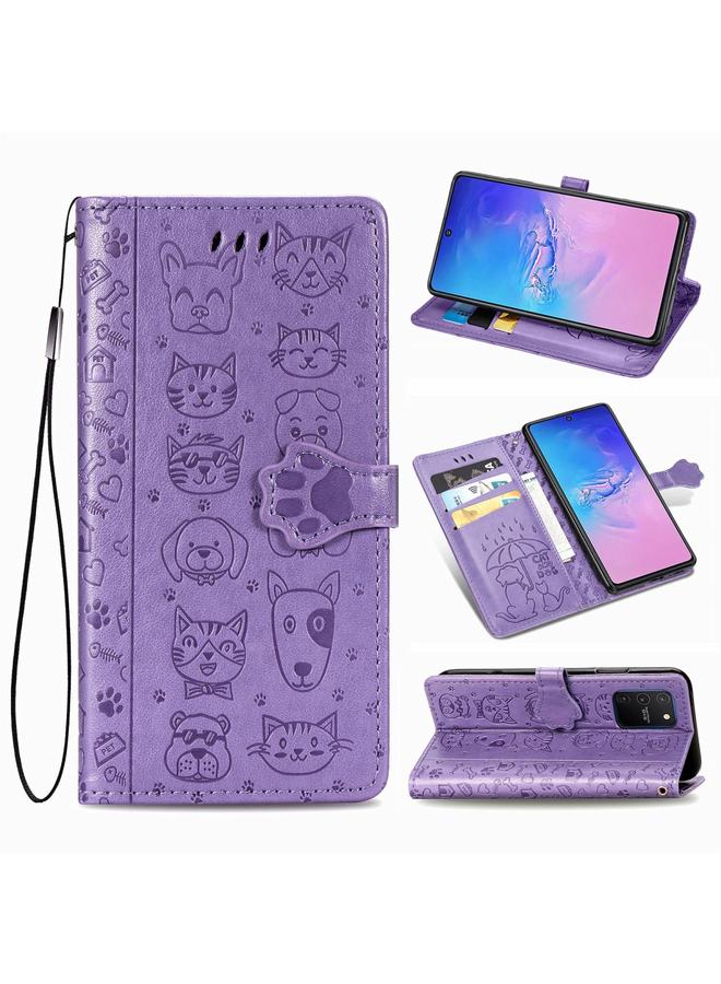 The Bros Case For Galaxy S10 Lite/A91 Cute Cat and Dog Embossed Horizontal Flip Leather Case with Bracket / Card Slot / Wallet / Lanyard - Image 1
