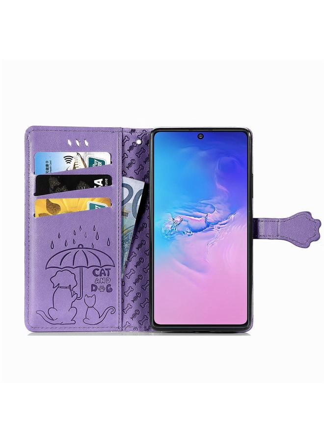 The Bros Case For Galaxy S10 Lite/A91 Cute Cat and Dog Embossed Horizontal Flip Leather Case with Bracket / Card Slot / Wallet / Lanyard - Image 3