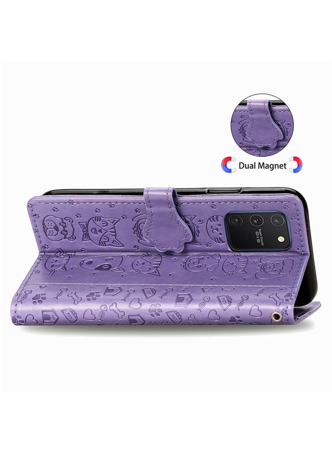 The Bros Case For Galaxy S10 Lite/A91 Cute Cat and Dog Embossed Horizontal Flip Leather Case with Bracket / Card Slot / Wallet / Lanyard - Image 4