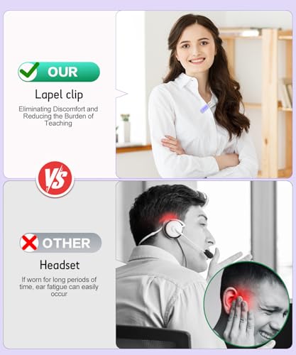 SHIDU 35W Power Voice Amplifier with Bluetooth Wireless Lavalier Microphone, Portable Teacher Mic with Speaker Personal Clip On Microphone System for Teacher Meeting Training-M500 (Purple) - Image 5